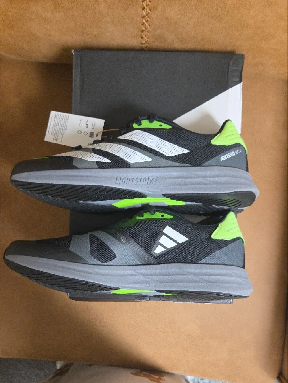 adidas ADIZERO Black & Neon Green Men's Running Sneakers